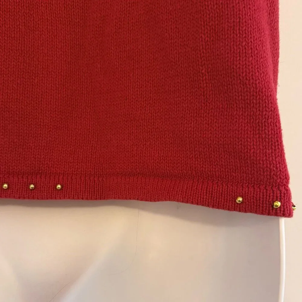 VINTAGE Red Snowman Christmas Sweater Vest | PL | Faux Fur Collar - Picture 11 of 13
